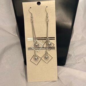 Silver Geometric Dangle Earrings
